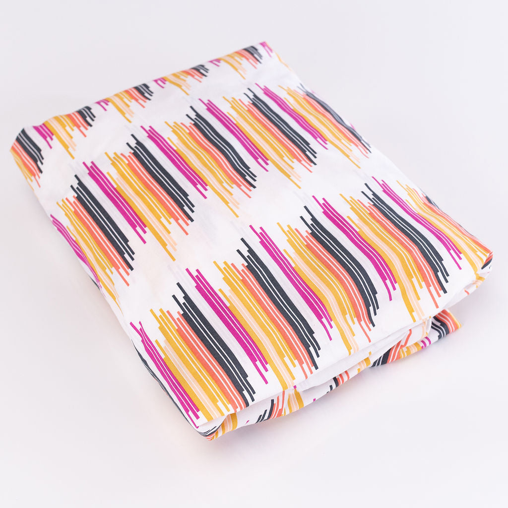 City Heartbeeps - Fitted Crib Sheet - Multi-colored Lines on Ivory - Olli+Lime